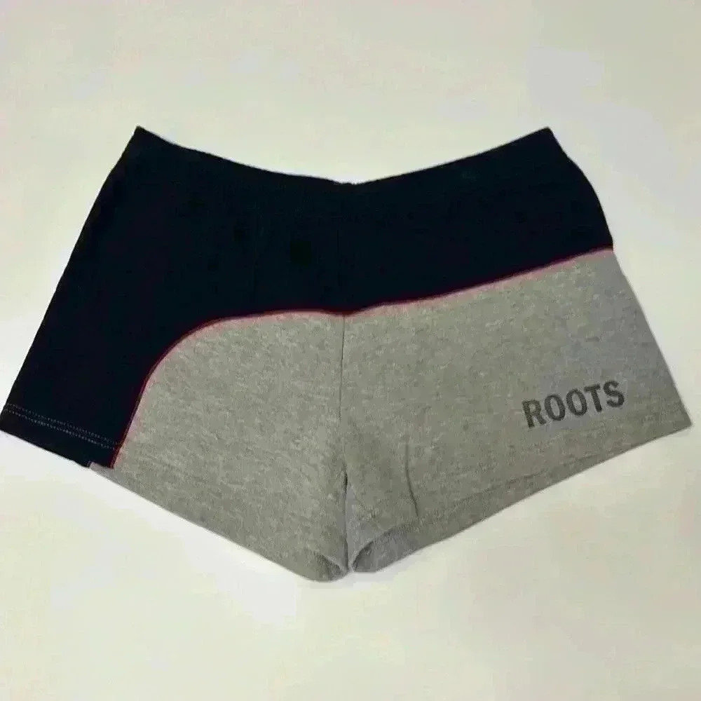 Roots Shorts Large Run Exercise Lounge Grey Blue Gym  Comfortable Warm Vintage